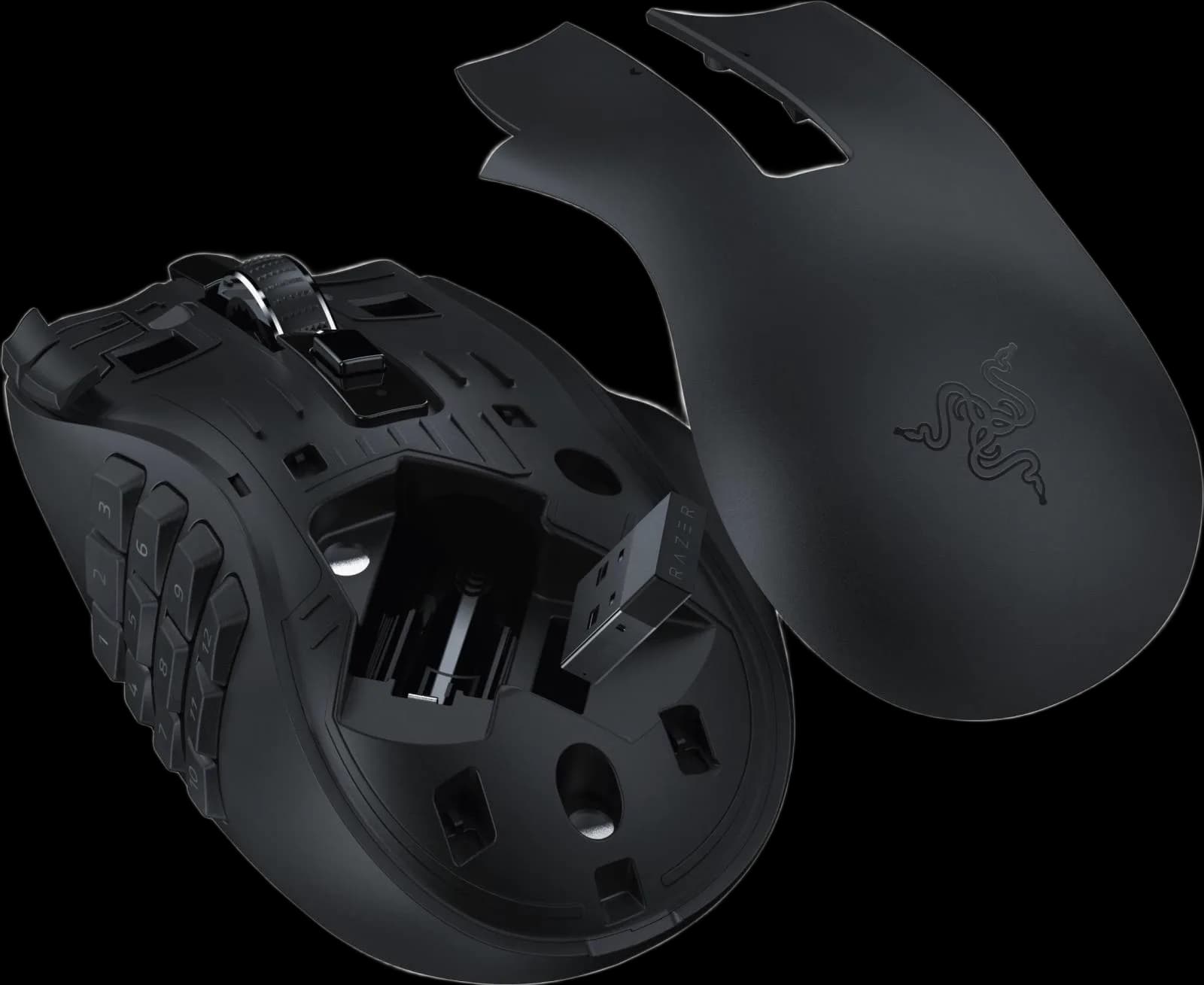 Razer Naga V2 HyperSpeed MMO Wireless Gaming Mouse, 30000 DPI Optical Sensor, 2.4GHz, Bluetooth, 19 Programable Buttons, 60MClicks, Up to 400H Battery