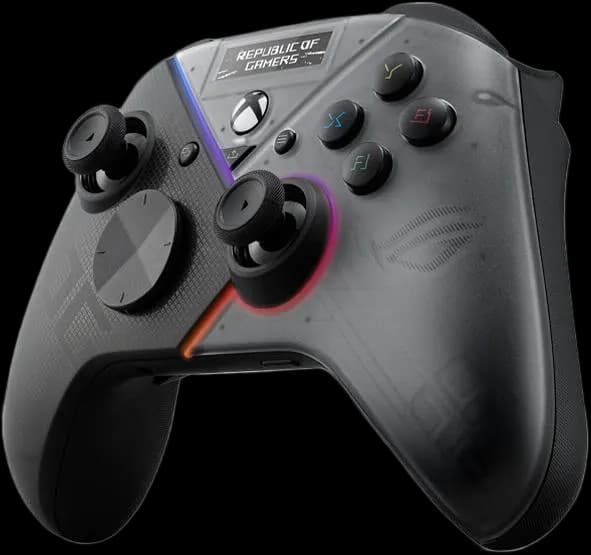 ASUS ROG Raikiri Pro PC Controller, Built-In OLED Display, Tri-Mode Connectivity (BT 5.0, Wired USB-C & 2.4GHz Dongle), Selectable Step Triggers, Wide Compatibility, Bla