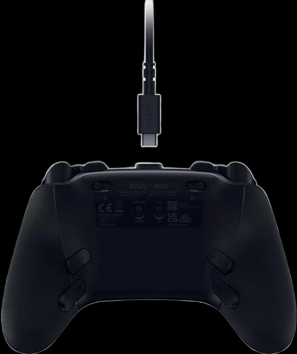 Razer Raiju V3 Pro Wireless Esports Controller, 6 Remappable Buttons, Symmetrical TMR Thumbsticks wSwappable Caps, Pro HyperTriggers, Mecha-Tactile PBT Buttons, Black
