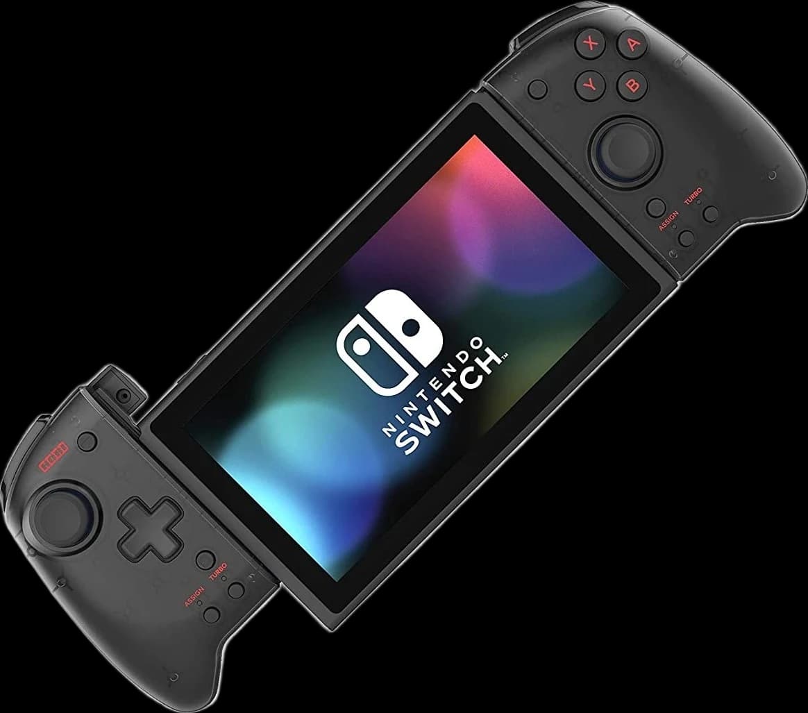 Manette de jeu Hori Switch Split Pad Pro : prise en main plus large, boutons, gâchettes, joysticks analogiques et croix directionnelle améliorés, gâchettes arrière assignables, fonction turbo, noire NSW-298U