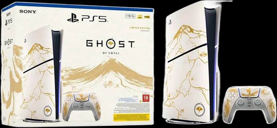 Sony PlayStation 5 Disc Slim Ghost of Yotei Limited Edition Console Bundle, 1TB SSD, 4K-TV Gaming, 120fps with 120Hz output, HDR Technology, Game Voucher not Included, U