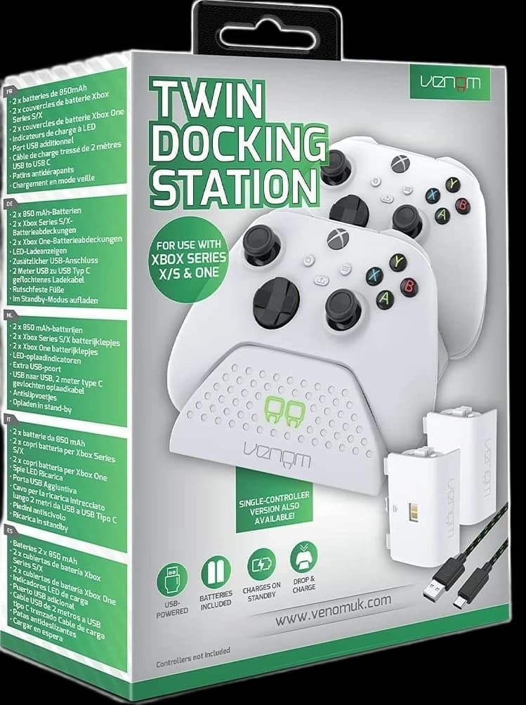 Venom Twin Charging Dock With 2 x Rechargeable Battery Packs (Xbox Series X & S Xbox One) - White