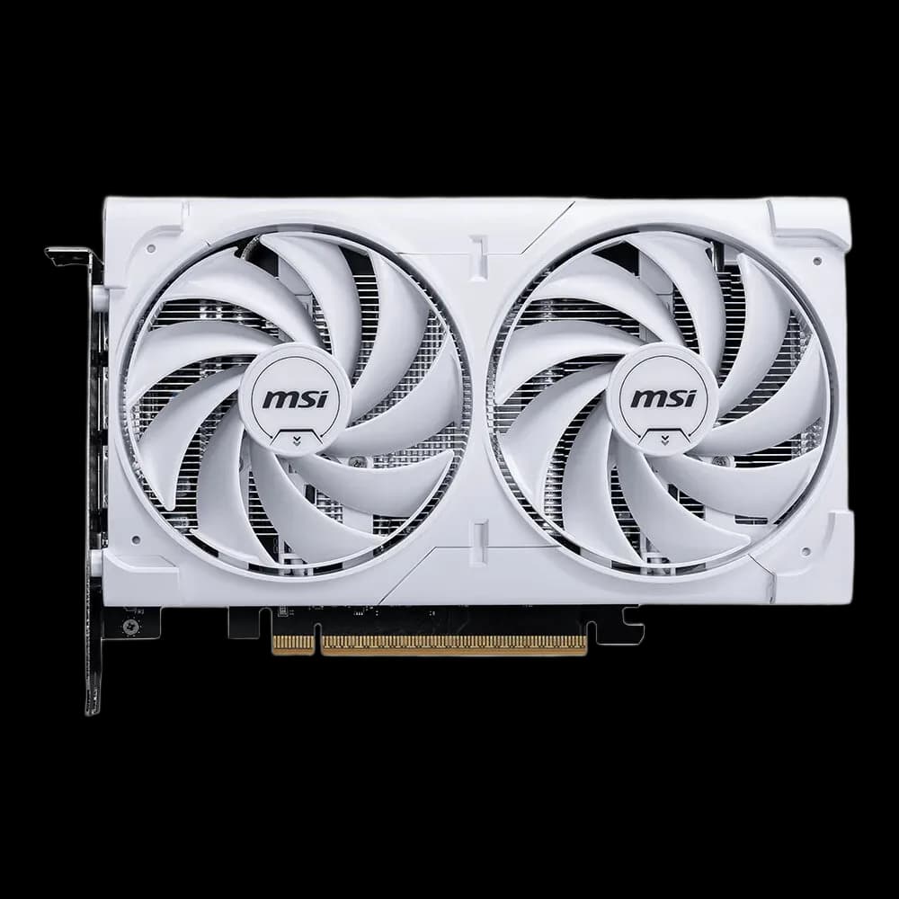 MSI GeForce RTX 5060 Ti Ventus 2X OC Plus Graphics Card, 8GB GDDR7 128-Bit Memory, 2602 MHz Boost Clock, 28 Gbps Memory Speed, 4608 CUDA Cores, PCI Express Gen 5, White | 912-V536-025