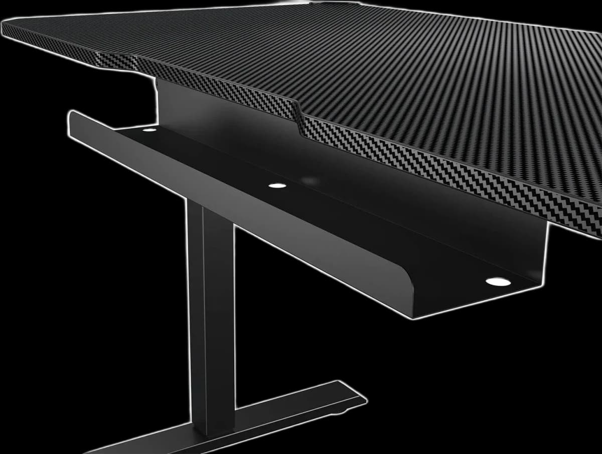 Cougar E-ARES 120 Gaming Desk, RGB Lighting, Height Adjustment 73-118cm, Full Cable Management, USB-C Charging Port, Rotating Cup Holder, Headset Hook & 80kg Load, Black