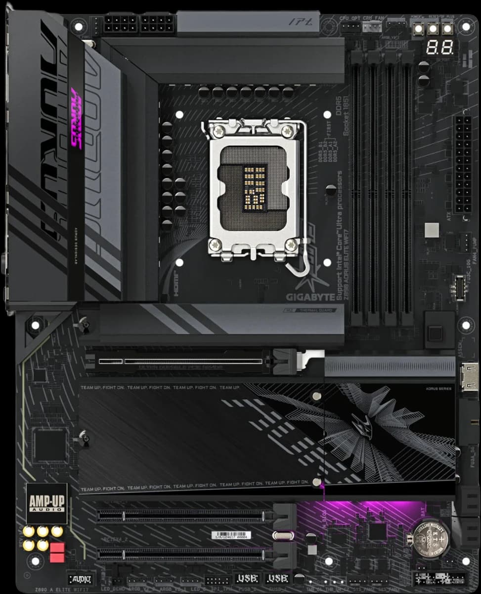 GIGABYTE Z890 Aorus Elite Wi-Fi 7 LGA 1851 ATX Motherboard, Intel Z890 Chipset, 4x DDR5 DIMM Slot, Up to 256GB Max Memory, Wi-Fi 7 & BT 2.4, 1x PCIe 5.0 x16, 4x M.2 Slots, Black