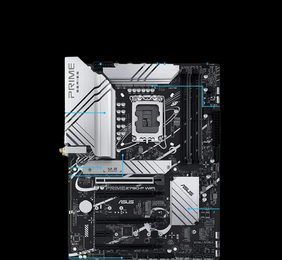 Asus Prime Z790-P WiFi ATX Motherboard, Socket Intel LGA1700, Z790 Chipset, PCIe 5.0, 128GB DDR5 Max Memory, 3x M 2 Slots, WiFi 6, Bluetooth v5.2, 2.5Gb LAN, 14+1 Power Stages